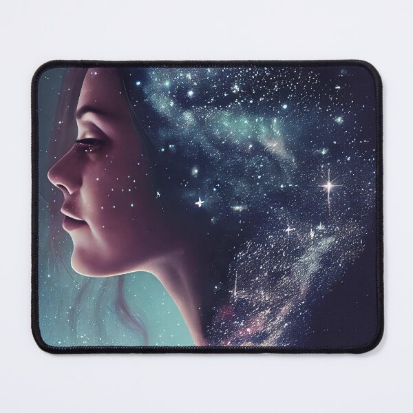 Item preview, Artistic composition of a woman under a beautiful night sky designed and sold by Artaverse.
