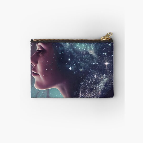 Item preview, Artistic composition of a woman under a beautiful night sky designed and sold by Artaverse.