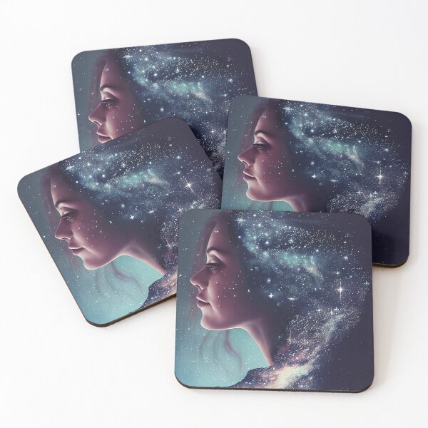 Item preview, Artistic composition of a woman under a beautiful night sky designed and sold by Artaverse.