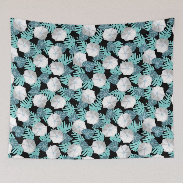 Item preview, Moonflowers - turquoise on black designed and sold by MarcyBrennanArt.