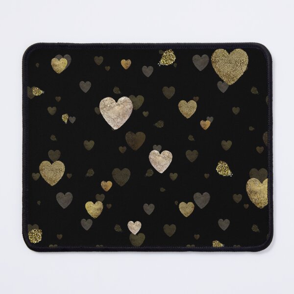 Item preview, Gold heart stroke pattern a black illustration designed and sold by Yana Mustafina | Boho Soulful Designs.
