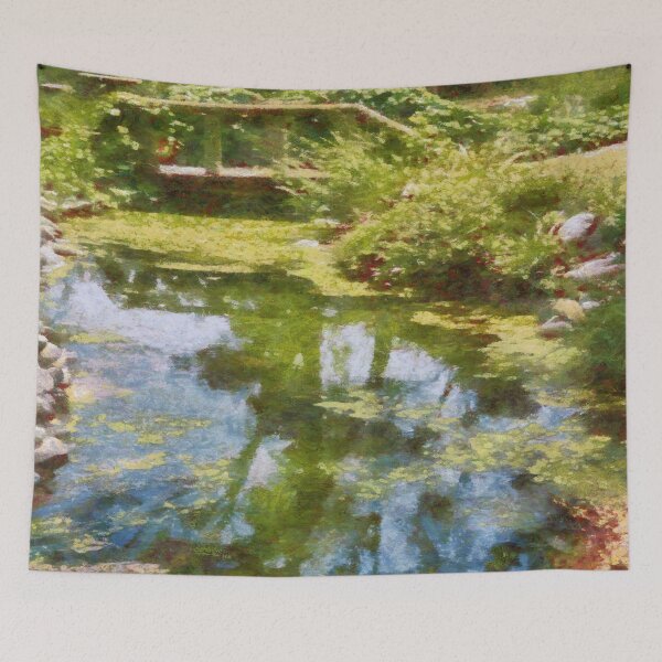 Item preview, Rustic Wooden Footbridge Over A Creek Impressionist Art designed and sold by taiche.