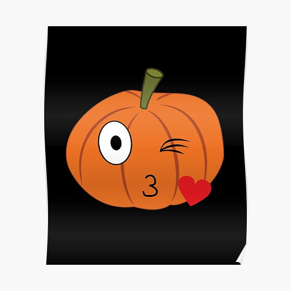 "Pumpkin Emoji Emoticon Heart Kiss Wink Halloween " Poster by BUBLTEES
