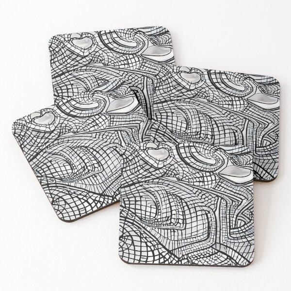 Item preview, Lelovito Pakigen E - Abstract psychedelic black and white painting designed and sold by thecocotouchart.