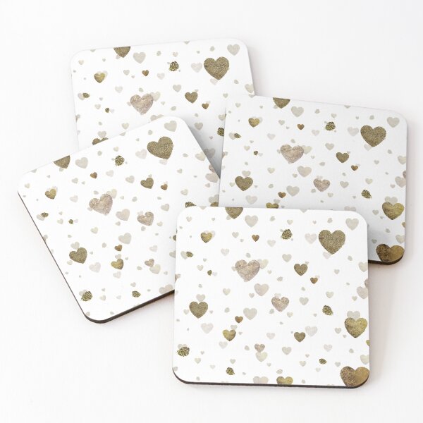 Item preview, Gold heart stroke pattern white background designed and sold by Yana Mustafina | Boho Soulful Designs.