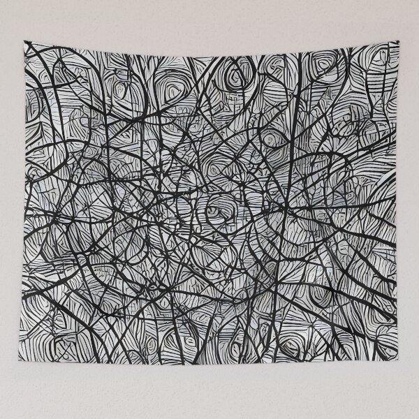 Item preview, Omojevo Tayusal Ab - Abstract psychedelic black and white painting designed and sold by thecocotouchart.