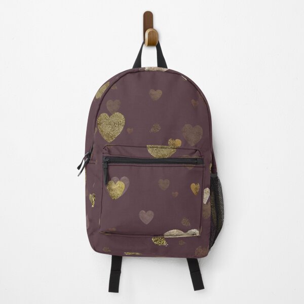 Artikelvorschau, Gold heart stroke pattern dusty burgund background entworfen und verkauft von Yana Mustafina | Boho Soulful Designs.