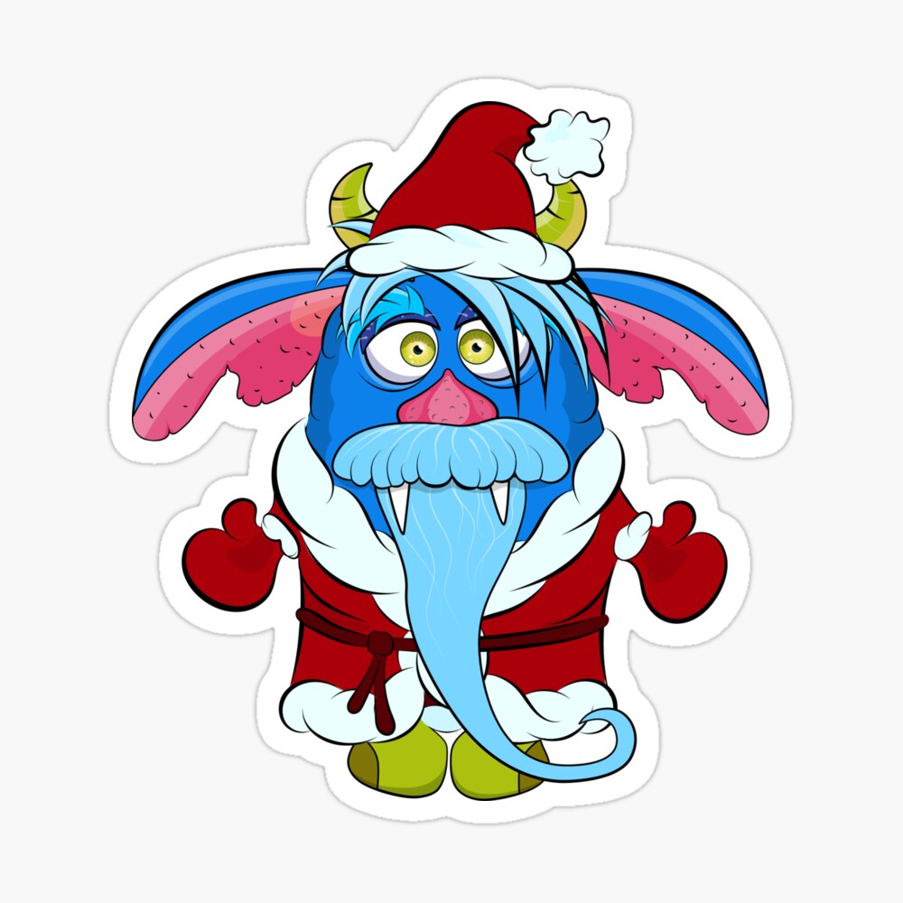 Premium Vector  Cute purple monster santa claus christmas