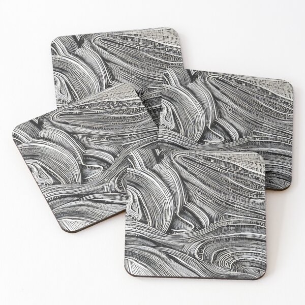 Item preview, Mimemejebo Cafafe - Abstract psychedelic black and white painting designed and sold by thecocotouchart.