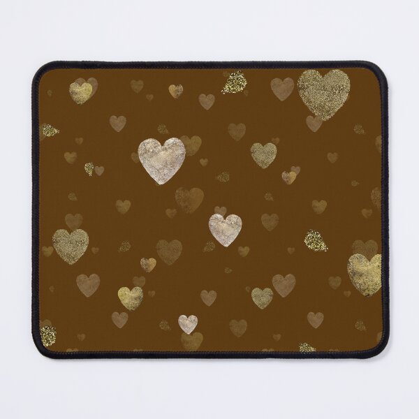 Item preview, Gold heart stroke pattern brown background designed and sold by Yana Mustafina | Boho Soulful Designs.