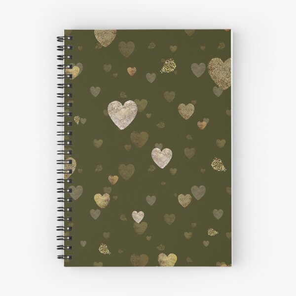 Item preview, Gold heart stroke pattern green background designed and sold by Yana Mustafina | Boho Soulful Designs.