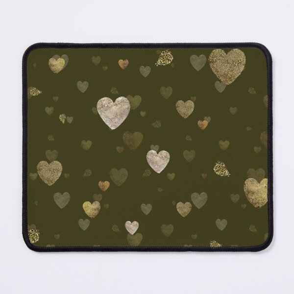 Item preview, Gold heart stroke pattern green background designed and sold by Yana Mustafina | Boho Soulful Designs.