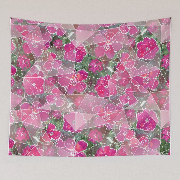 Item preview, Raspberry, pink flowers on a green background. designed and sold by marinaklykva.