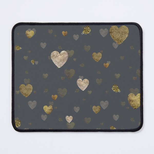 Item preview, Gold heart stroke pattern grey background designed and sold by Yana Mustafina | Boho Soulful Designs.