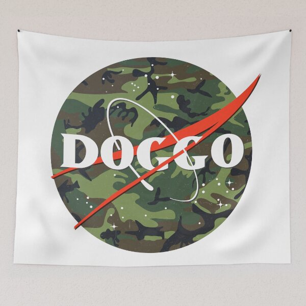 Item preview, Doggo, Nasa Inspired logo, Quality logo, Camo Color with Grunge Texture, Guaranteed best gift for all dog lovers designed and sold by Galactic Fur Baby Federation.