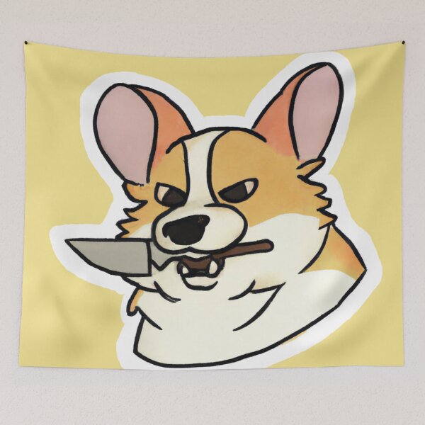 Item preview, Corgi with a knife in its mouth designed and sold by JandyDesign.