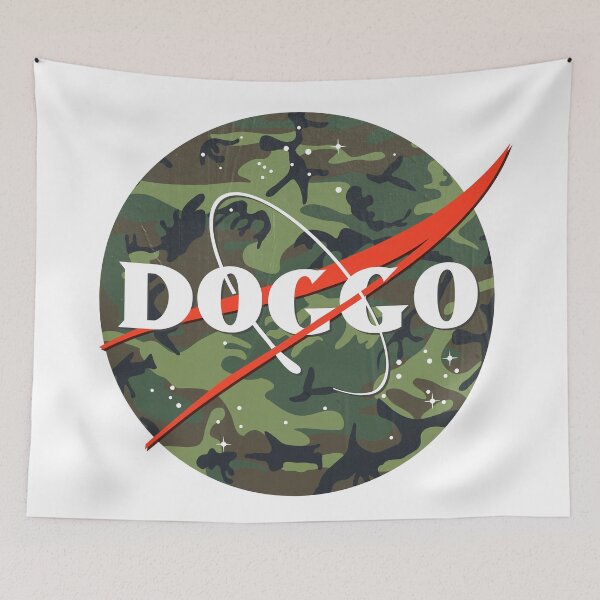 Item preview, Doggo, Nasa logo, Quality Logo Camo Color with Faded Grunge Texture, Guaranteed best gift for all dog lovers designed and sold by Galactic Fur Baby Federation.