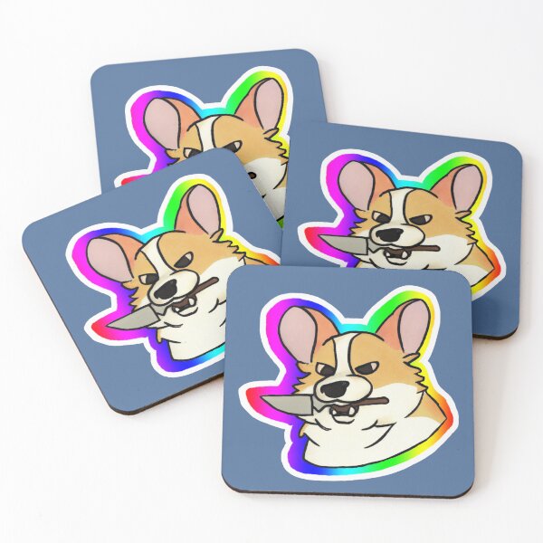 Item preview, Rainbow Corgi with a knife in its mouth designed and sold by JandyDesign.