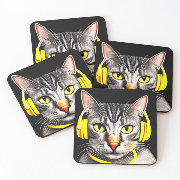 Item preview, CAT WITH HEADPHONE designed and sold by ArtDesignUSA.