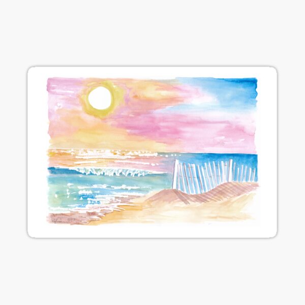 Item preview, Romantic White Picket Fence on Beach with Waves and Sunset designed and sold by artshop77.