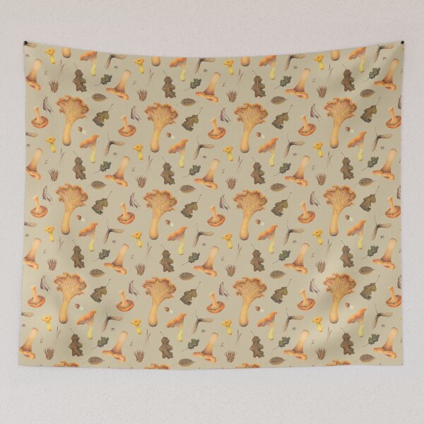 Item preview, Chanterelles Dance on a Light Background designed and sold by Forest of Wonders.