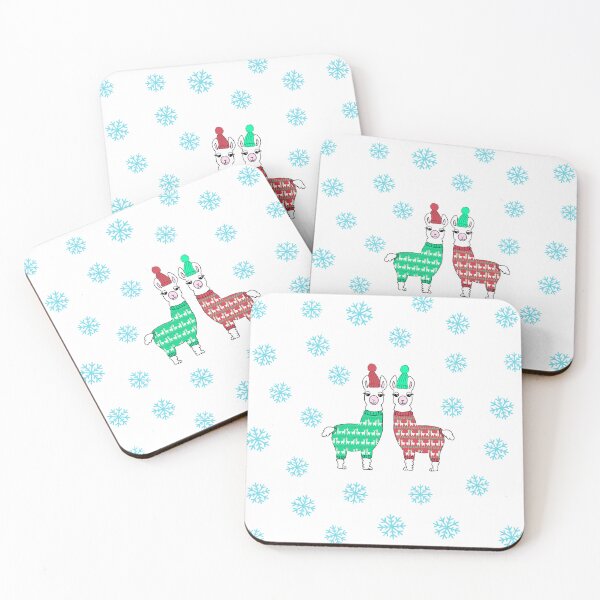 Item preview, Llamas in Christmas jumpers on white designed and sold by QuirkyCraftz.