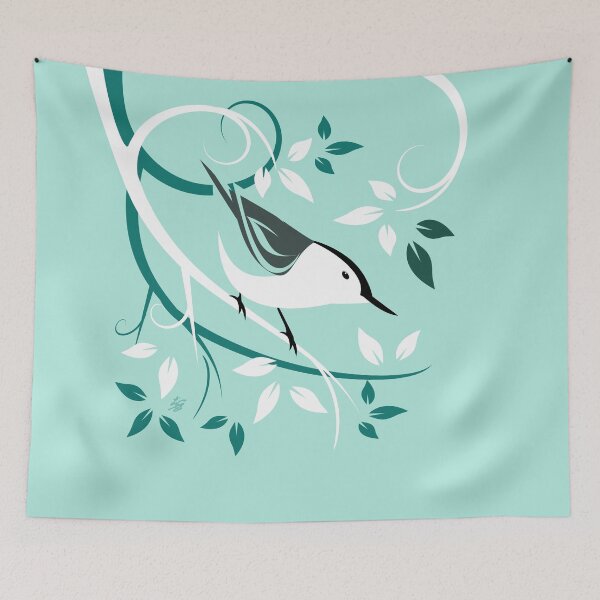 Item preview, Stylized Nuthatch Bird Art designed and sold by studioart.