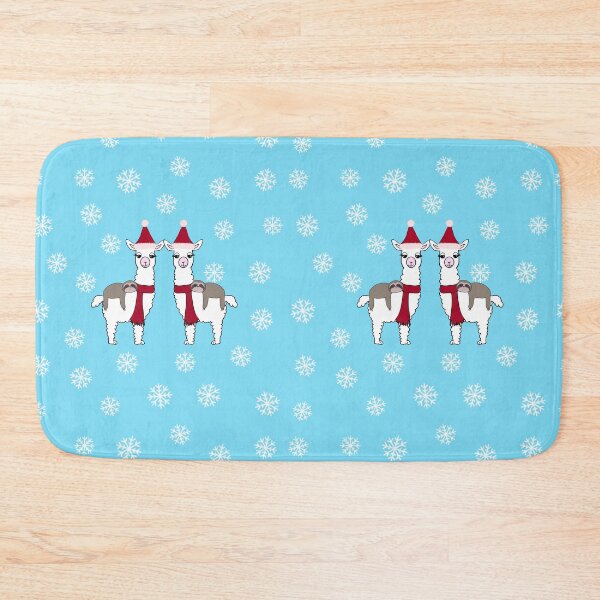 Item preview, Christmas llamas and sloths on blue designed and sold by QuirkyCraftz.