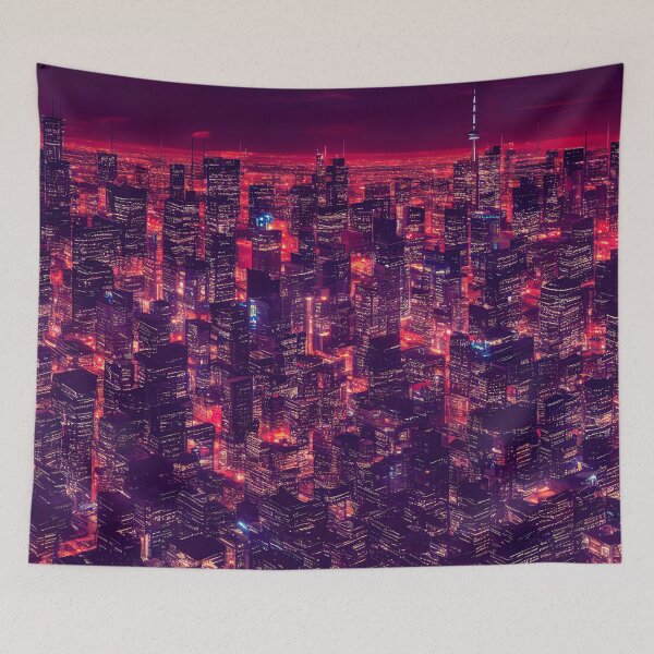 Item preview, Toronto - CN Tower Looming Over the Cyberpunk City Painting Sketch Art designed and sold by Y2Bot.