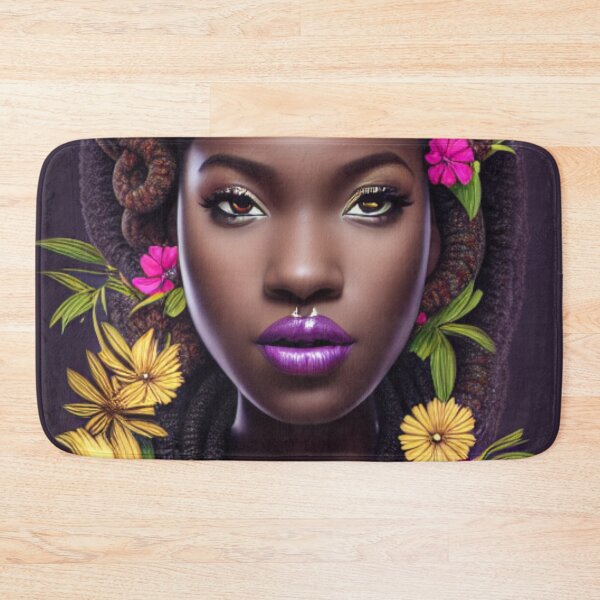 Item preview, Long Locs, Flowers, and Purple Lipstick designed and sold by Sapphire597.