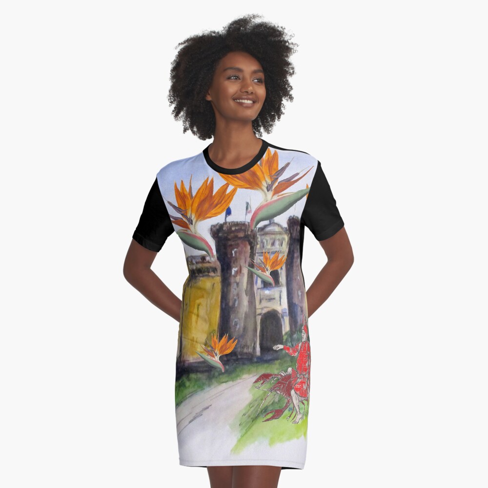 Castle Nuovo Under Attack Graphic T-Shirt Dress