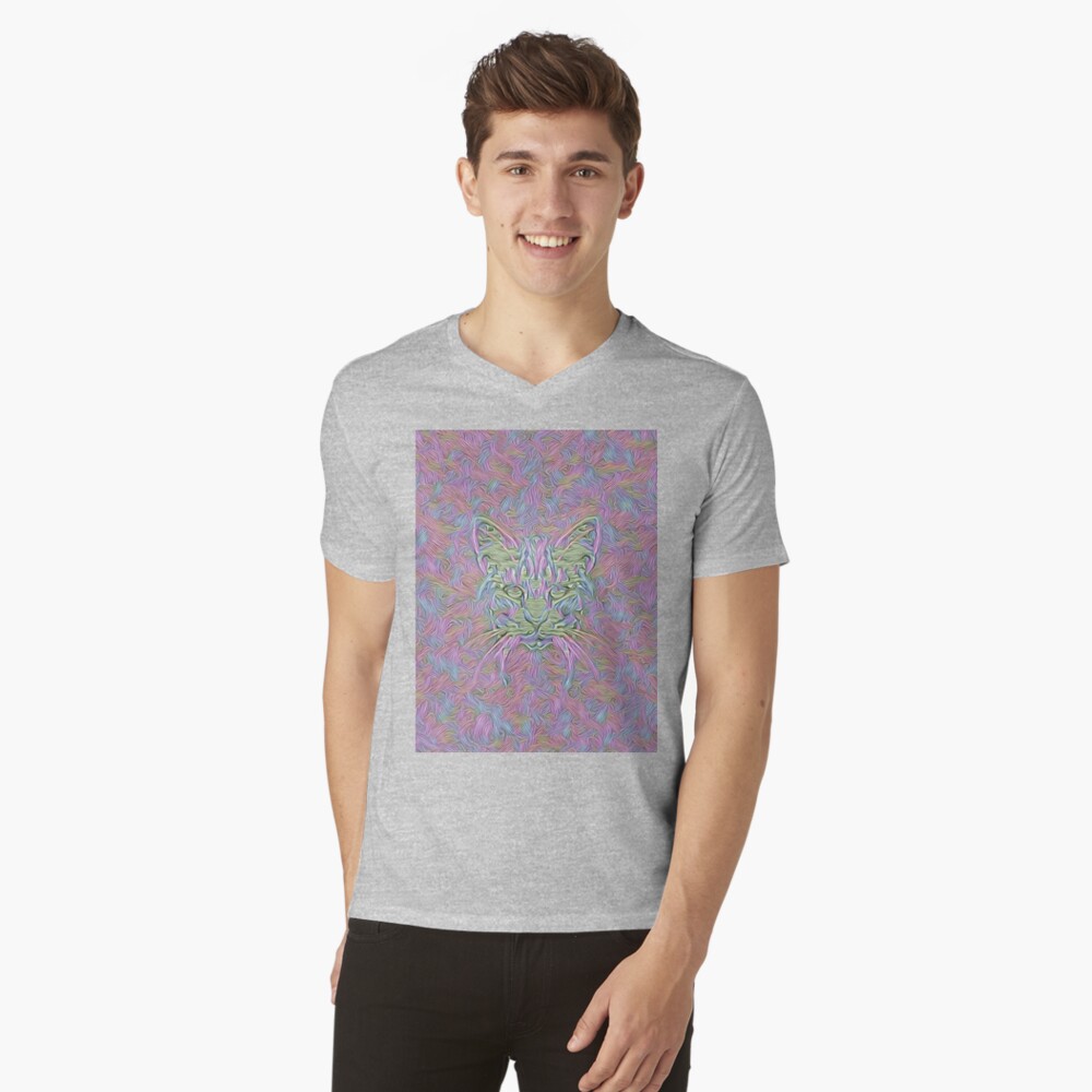 Abstract Cat V-Neck T-Shirt