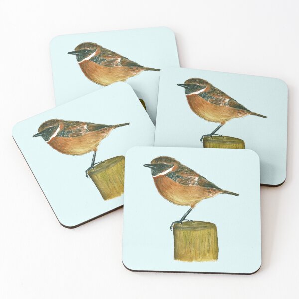 Item preview, Stonechat (watercolour) designed and sold by Sarah Addy.