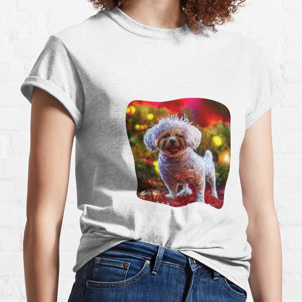 beautiful dog portrait at christmas with fantastic colors Classic T-Shirt