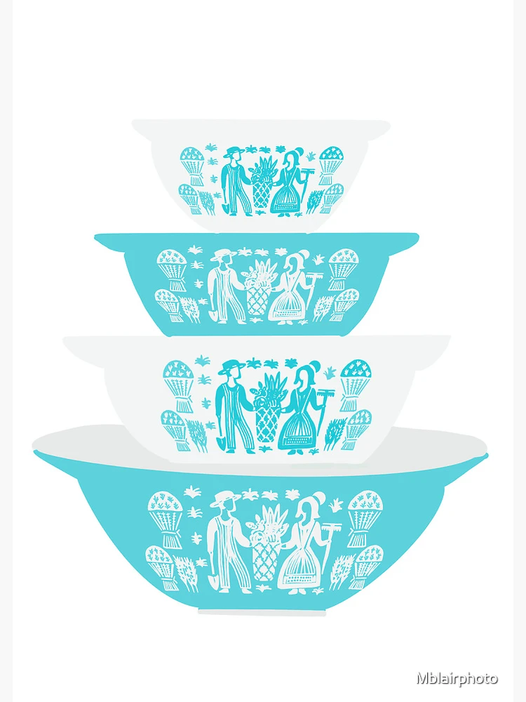 Pyrex Turquoise popular Butterprint Pattern Bowls