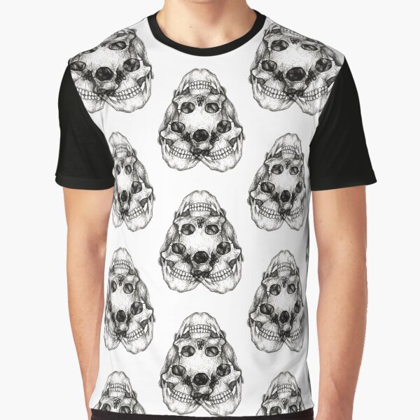 3 skull pattern Graphic T-Shirt