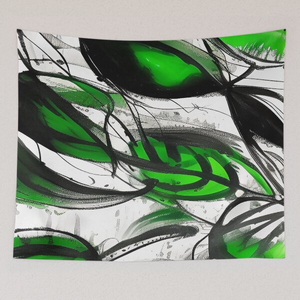 Item preview, Green and Black Abstract Leaves Free Floating designed and sold by deniselynnimage.