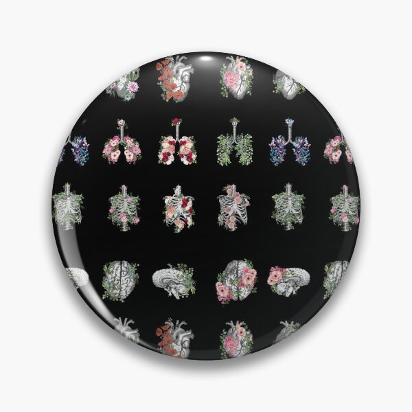 Item preview, Anatomy collection, Floral Human anatomy, parts of human anatomy, heart, brain, lungs, rib cage with floral decoartive  designed and sold by Collagedream.