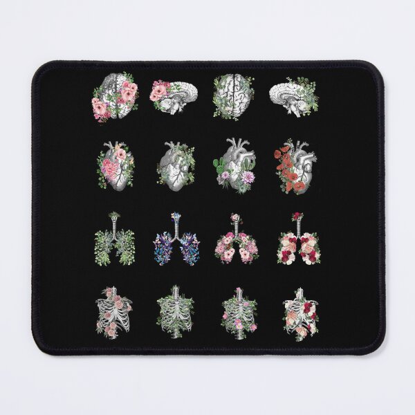 Item preview, Anatomy collection, Floral Human anatomy, parts of human anatomy, heart, brain, lungs, rib cage with floral decoartive designed and sold by Collagedream.