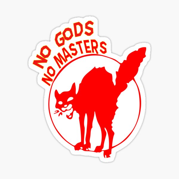 Vista previa del artículo con la obra « Sin Dioses, Sin Maestros! No Gods, No Masters! Anarchy Shirt», diseñado y vendido por iNukeDesign.