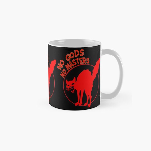 Aperçu de l'œuvre "Pas de Dieu, pas de Maîtres !" T-shirt Anarchiste Cat créée et vendue par iNukeDesign.