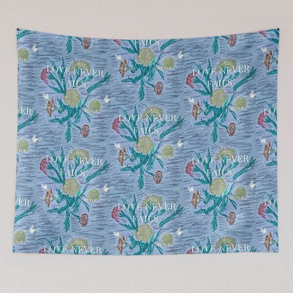 Item preview, Orange Yellow Marigolds on Blue with Scripture  designed and sold by IvaRenee.