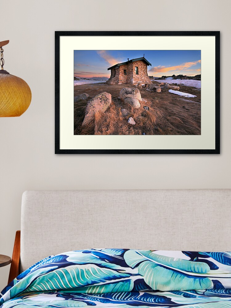 Framed Art Print, Seamans Hut Dawn, Mt Kosciusko, Australia  designed and sold by Michael Boniwell