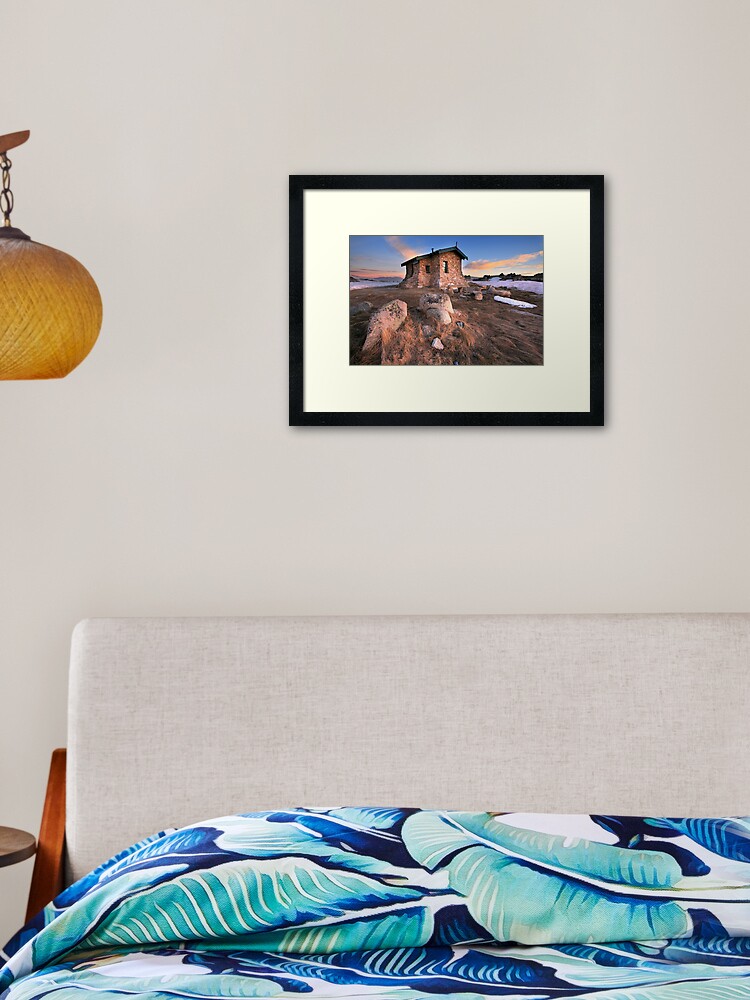 Framed Art Print, Seamans Hut Dawn, Mt Kosciusko, Australia  designed and sold by Michael Boniwell