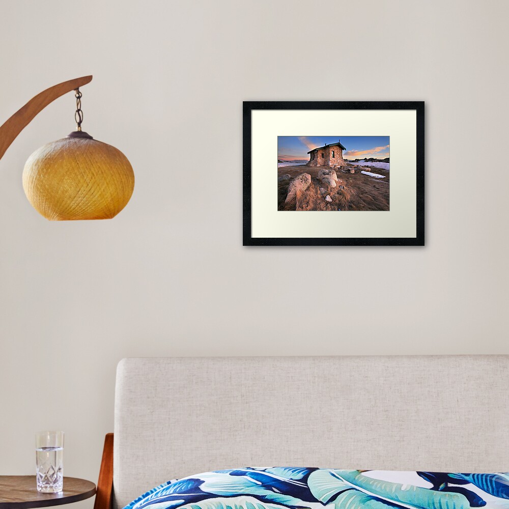 Seamans Hut Dawn, Mt Kosciusko, Australia Framed Art Print