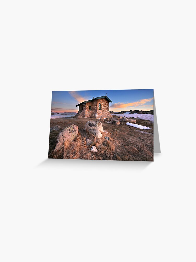 Greeting Card, Seamans Hut Dawn, Mt Kosciusko, Australia  designed and sold by Michael Boniwell