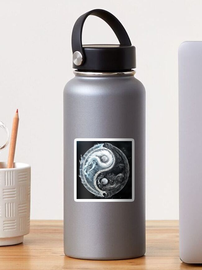 linqin Boys Running Water Bottle for Men Women Chinese Black White