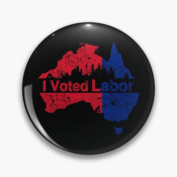 Item preview, I Voted for the Australian Labor Party with Melbourne skyline in black designed and sold by Manoroma.