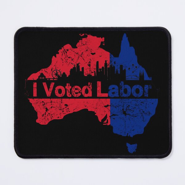 Item preview, I Voted for the Australian Labor Party with Melbourne skyline in black designed and sold by Manoroma.