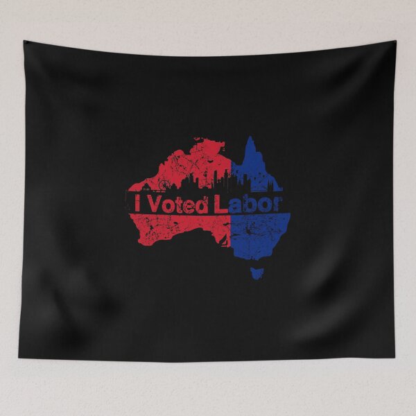 Item preview, I Voted for the Australian Labor Party with Melbourne skyline in black designed and sold by Manoroma.